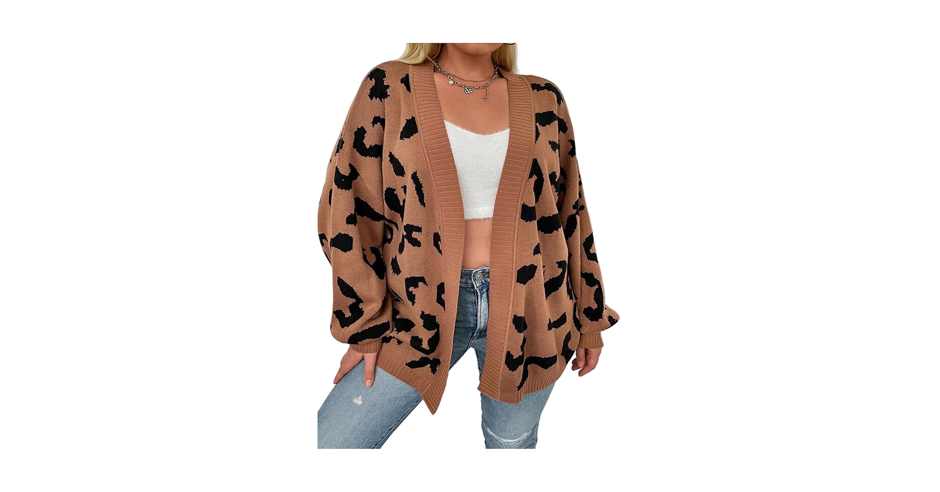 新品　Cardigan Jacket Animal Print ACCPUR Leopard Print Cardigans for Women Cheetah Open Front